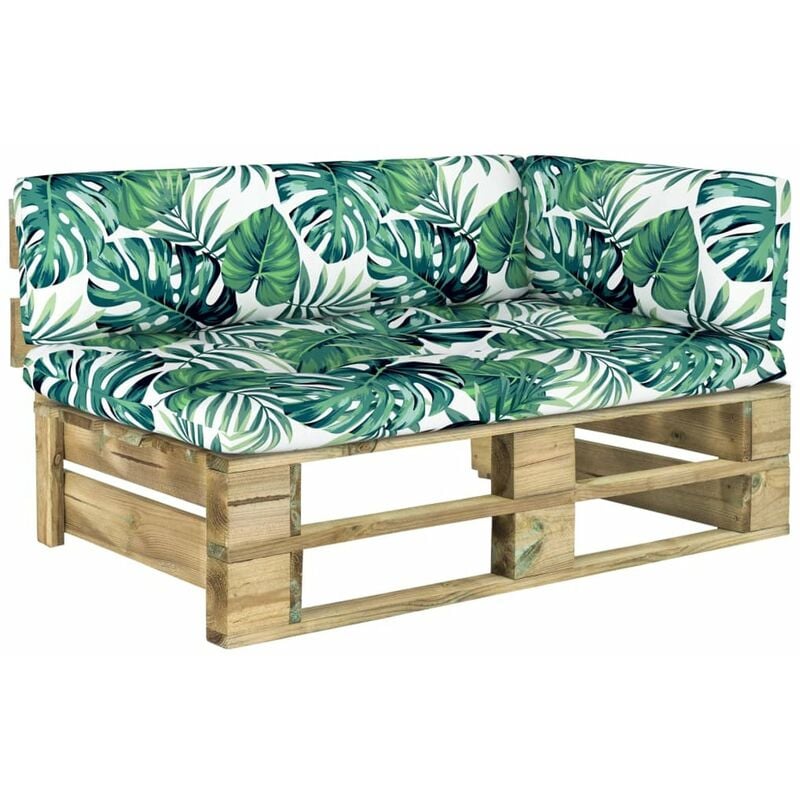 

Sofa esquina de pales para jardin madera pino impregnada verde