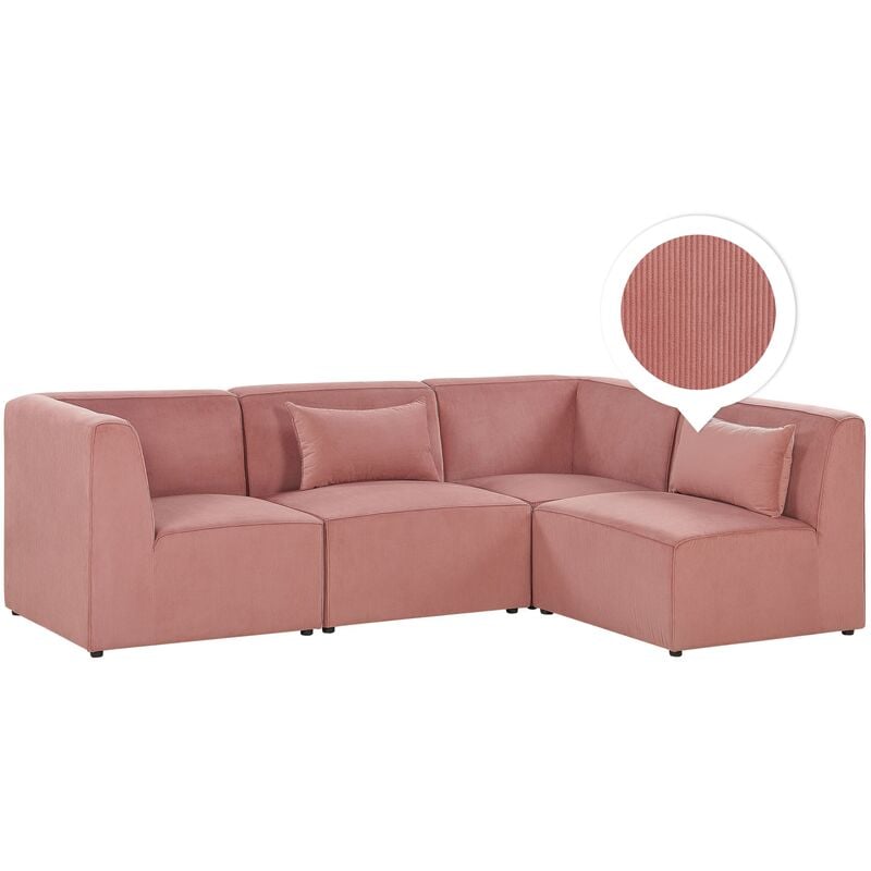

Sofá esquinero 4 plazas de pana rosa derecho LEMVIG