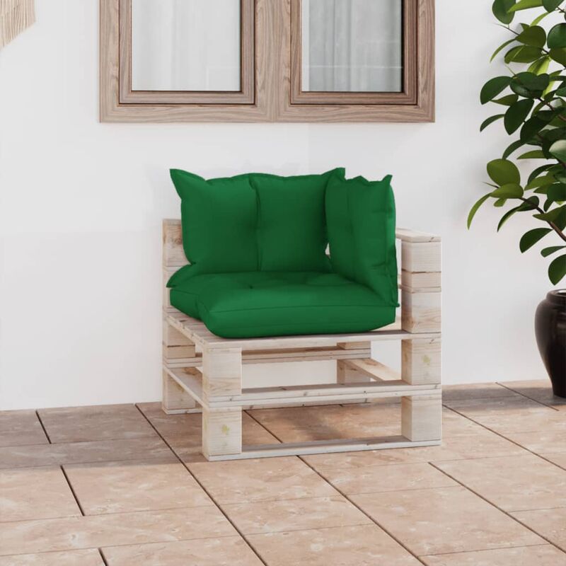 

Sofá esquinero de palés para jardín con cojines madera de pino