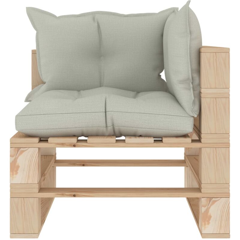 

Sofá esquinero de palés para jardín madera con cojines beige