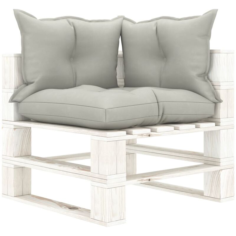 

vidaXL Sofá esquinero de palés para jardín madera y cojines gris taupe - Gris Topo
