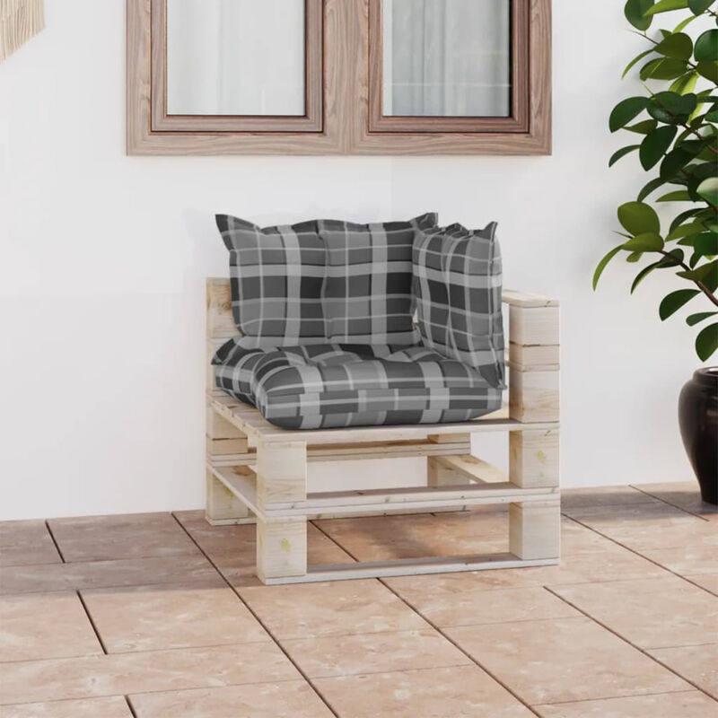 

Happyshopping - Sofa esquinero de palets de jardin con cojines madera de pino