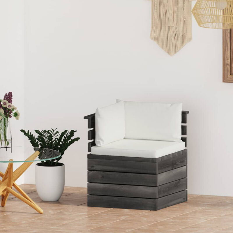 

Sofa esquinero de palets de jardin con cojines madera de pino