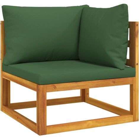 Sofá esquinero modular madera maciza acacia con cojines verde vidaXL
