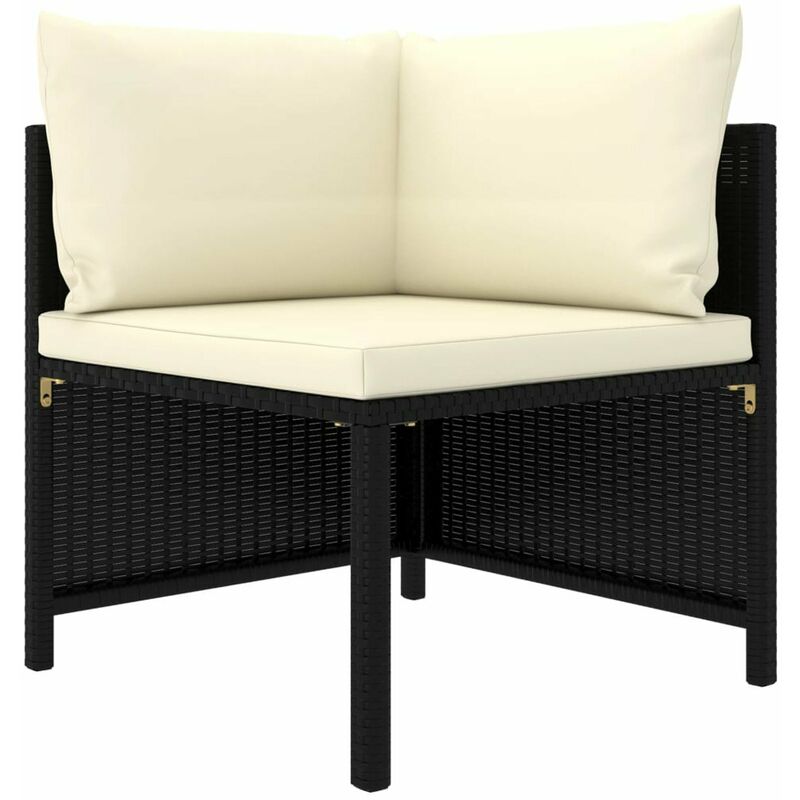 

Sofa esquinero seccional con cojines ratan sintetico negro
