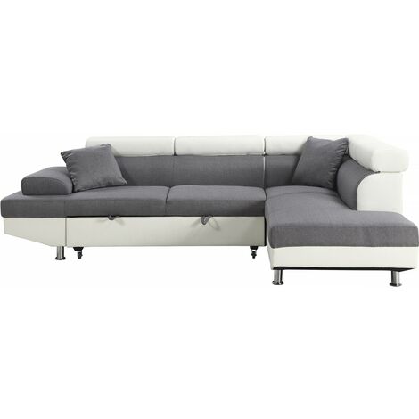 Sofá esquinero Sophia luxe - Blanco / Gris - Esquina derecha