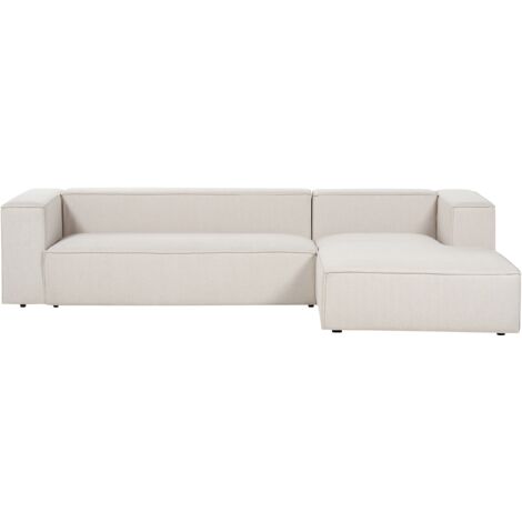 Sofá esquinero tapizado minimalista 2 plazas beige izquierdo Vernon