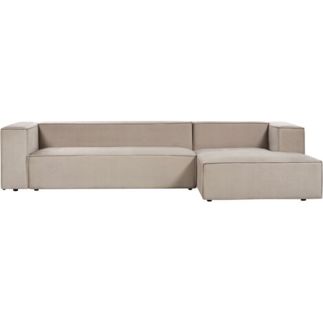 Sofá esquinero tapizado minimalista 3 plazas gris pardo izquierdo Vernon