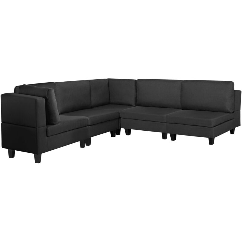 

Beliani - Sofá esquinero tapizado negro FEVIK
