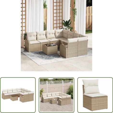 Sofá exterior -  Conjunto de sofá de jardín Beige 55 x 55 x 37 cm