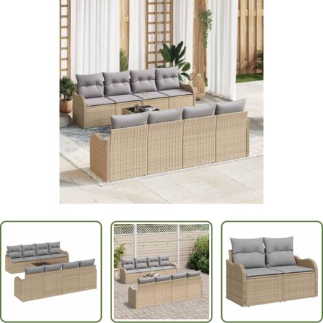 Sofá exterior -  Conjunto de sofá de jardín Beige 55 x 55 x 37 cm