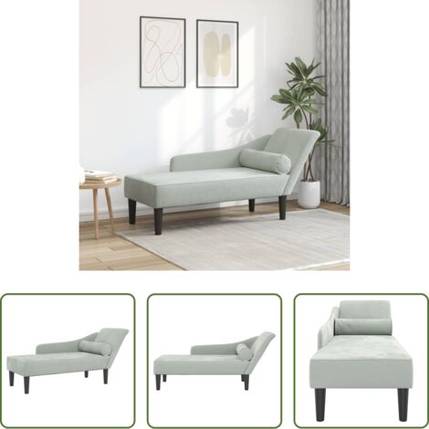 Sofá exterior -  Sofá diván con cojines terciopelo gris claro