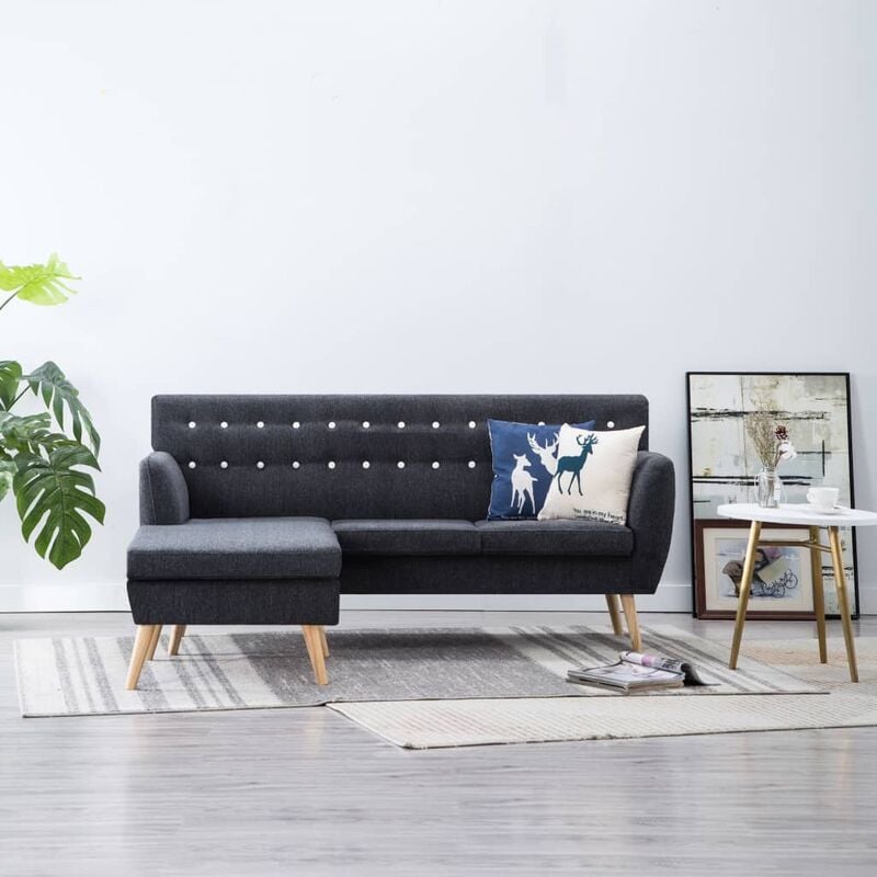 

Sofa forma de L tapizado de tela gris oscuro 171,5x138x81,5 cm
