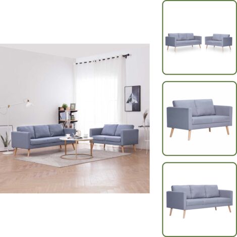 Sofá gris claro - vidaXL Set de sofás de 2 y 3 plazas de tela gris claro - Sofá de madera