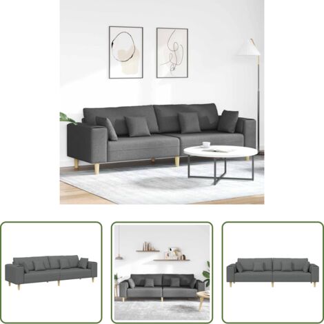 Sofá gris oscuro -  Sofá con cojín Gris oscuro 250 x 77 x 76 cm tela