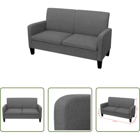 Sofá gris oscuro -  Sofá de 2 plazas 135x65x76 cm gris oscuro