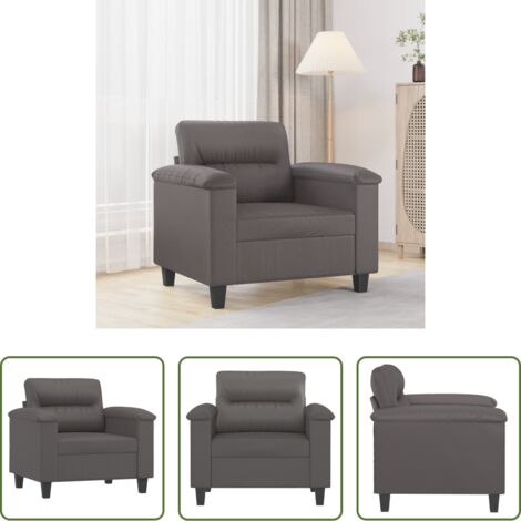Sofá gris -  Sillón cuero sintético gris 60 cm