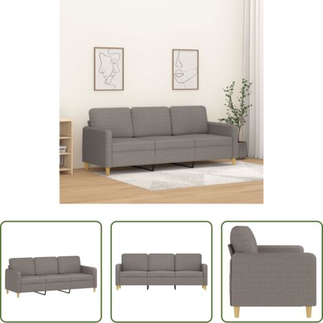 Sofá gris -  Sofá de 3 plazas de tela gris taupe 180 cm