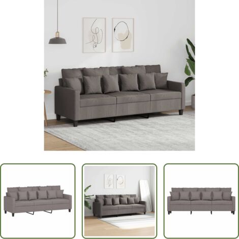 Sofá gris -  Sofá de 3 plazas de tela gris taupe 180 cm