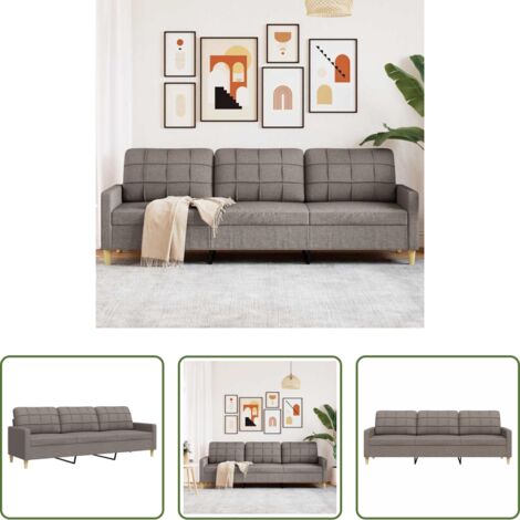 Sofá gris -  Sofá de 3 plazas de tela gris taupe 210 cm