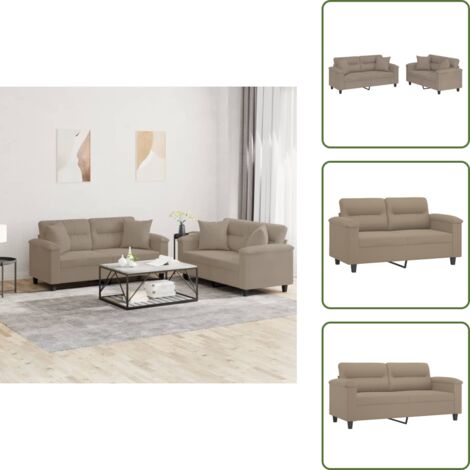 Sofá gris taope - vidaXL Juego de sofás con cojines 2 piezas tela microfibra gris taupe - Sofá con almohadas