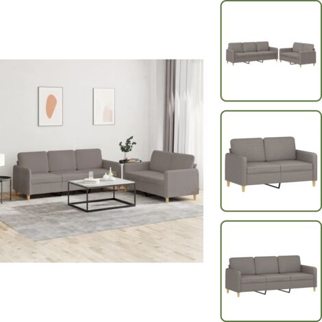 Sofá gris - vidaXL Juego de sofás con cojines 2 piezas tela gris taupe - Sofá de tela