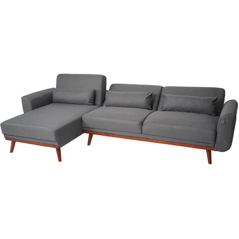 Sofa HHG-481, Couch Ecksofa, L-Form 3-Sitzer Liegefläche Schlaffunktion Stoff/Textil