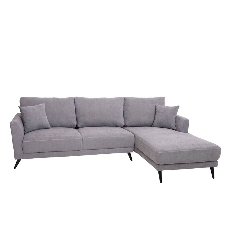 Sofa 518, Couch Ecksofa L-Form 3-Sitzer, Liegefläche Nosagfederung Taschenfederkern ~ rechts, grau - HHG
