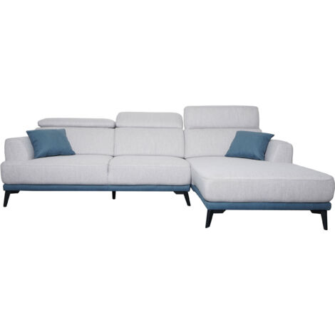 Sofa HHG-520, Couch Ecksofa L-Form 3-Sitzer, Liegefläche Nosagfederung Taschenfederkern verstellbar 277cm rechts, hellgrau