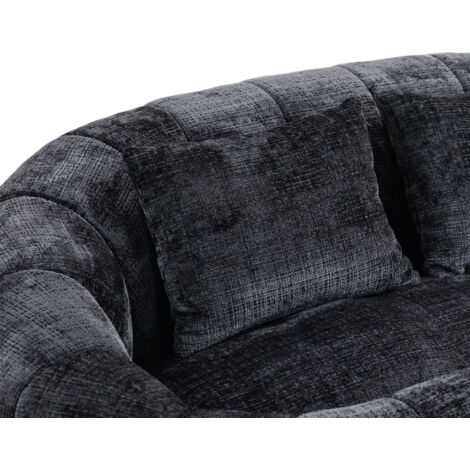 Sofa-Hocker 150x95 cm aus schwarzer Chenille, Lounge-Sessel gepolstert mit Memoryschaum, montagefertig