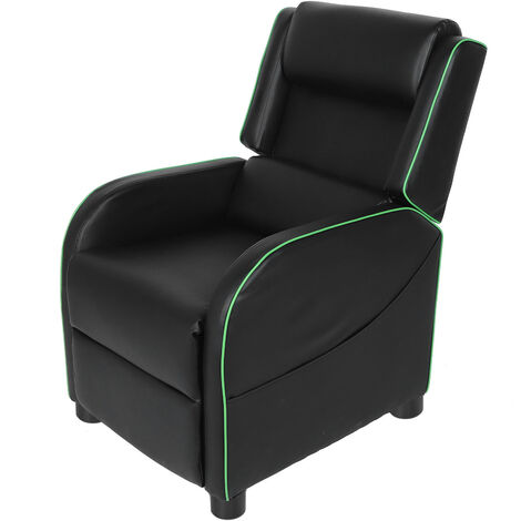 Sofá individual de cuero de PU, tumbona, asientos de cine en casa con respaldo ajustable para los pies, color verde