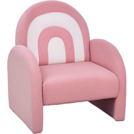 Sofá Infantil con Respaldo en Forma de Arcoíris Mini Sofá de Tejido Suave de Borreguito para Niños 45x41x52 cm Rosa