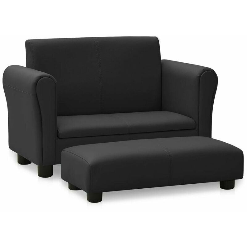 

Sofa infantil con taburete de cuero sintetico negro
