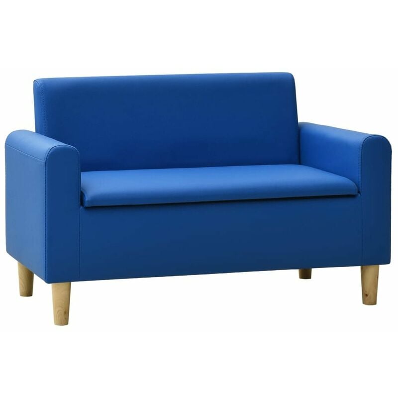 

Sofa infantil de 2 plazas de cuero sintetico azul