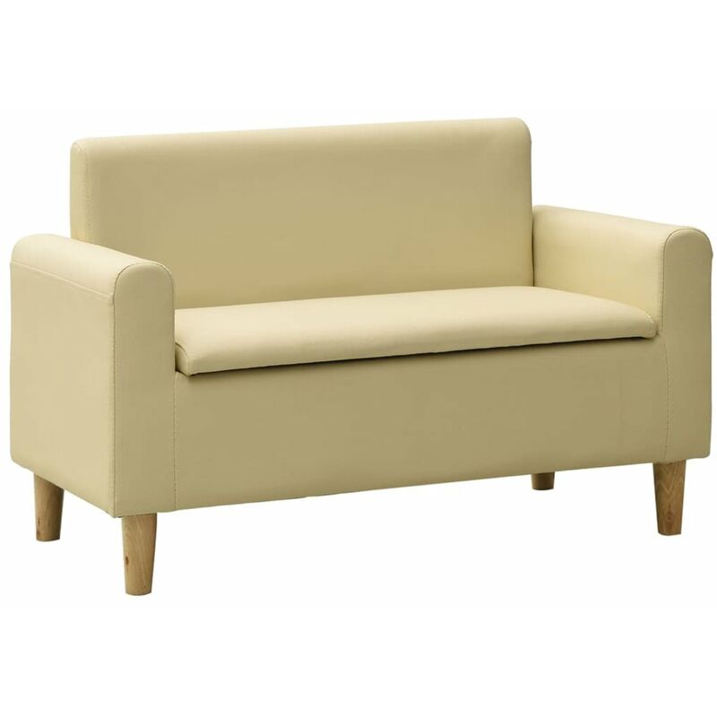 

Sofa infantil de 2 plazas de cuero sintetico blanco crema