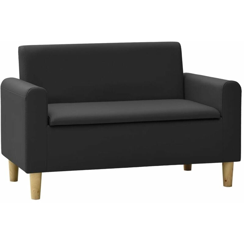 

Sofa infantil de 2 plazas de cuero sintetico negro