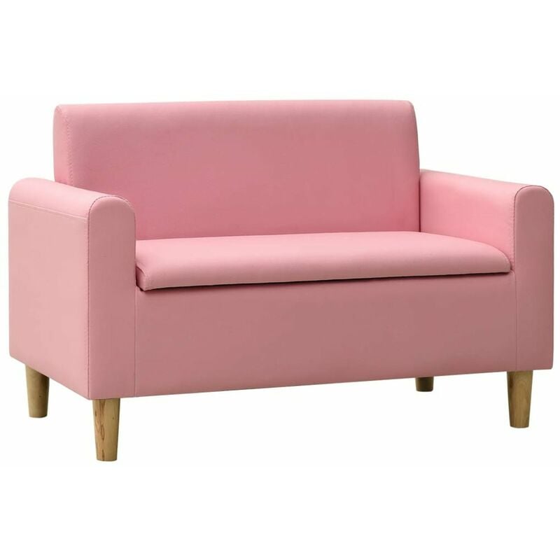 

Sofa infantil de 2 plazas de cuero sintetico rosa