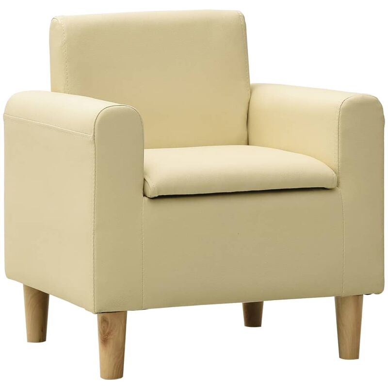 

Sofá infantil de cuero sintético blanco crema