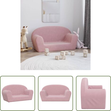 Sofá infantil rosa -  Sofá para niños de 2 plazas felpa suave rosa