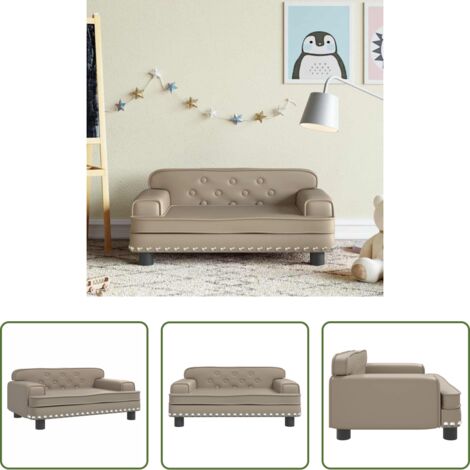 Sofá infantil -  Sofá para niños de cuero sintético capuchino 70x45x30 cm