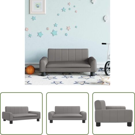 Sofá infantil -  Sofá para niños de cuero sintético gris 70x45x30 cm