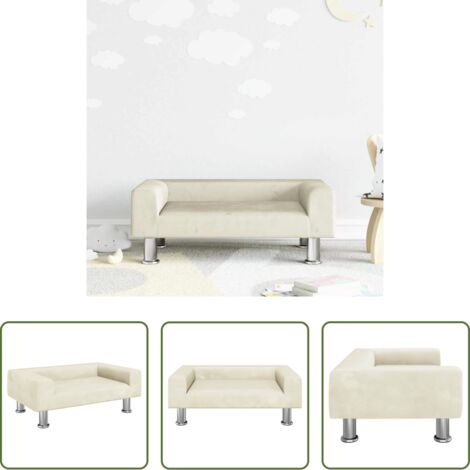 Sofá infantil -  Sofá para niños de terciopelo crema 70x45x26,5 cm