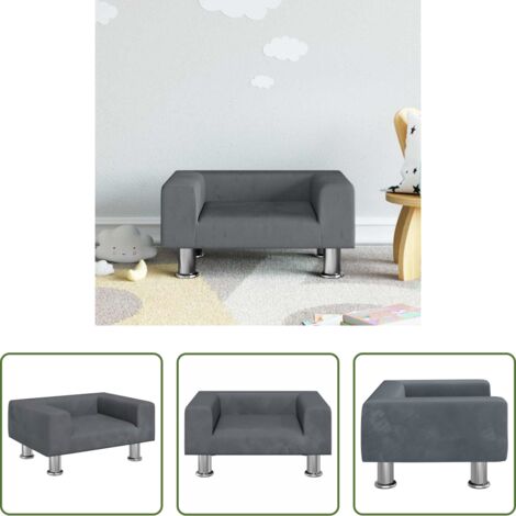 Sofá infantil -  Sofá para niños de terciopelo gris oscuro 50x40x26,5 cm