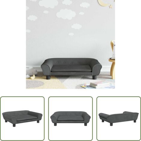 Sofá infantil -  Sofá para niños de terciopelo gris oscuro 70x45x26 cm