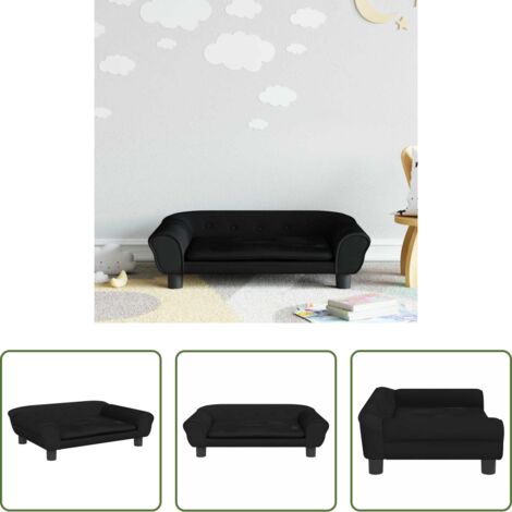 Sofá infantil -  Sofá para niños de terciopelo negro 70x45x26 cm
