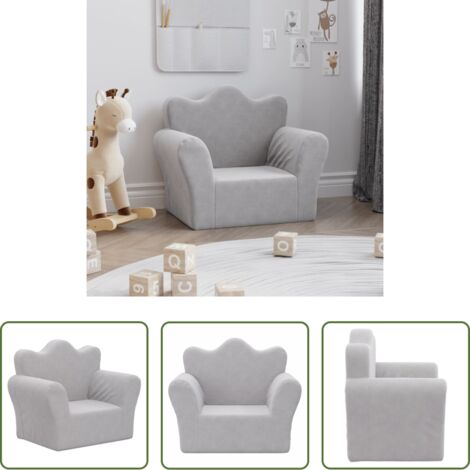Sofá infantil -  Sofá para niños felpa suave gris claro