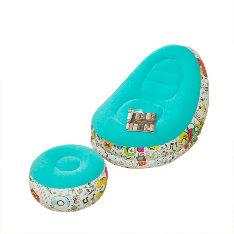 

Sofa inflable y reposapies portatil con motivos de grafiti Sofa perezoso contorneado con otomano Sofa de ocio flocado espesado Sofa en colores