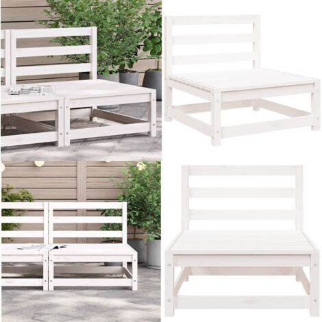 Sofá jardín sin reposabrazos madera de pino blanco 70x70x67 cm - Madera de pino - Sofá exterior