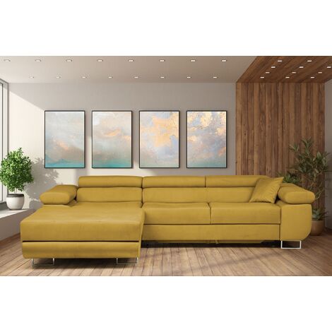 Sofa L-Form Amaro-P links - mit Schlaffunktion - Gelb - Gelb