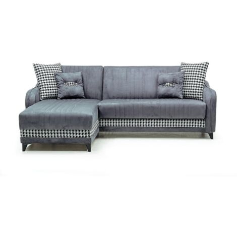 Sofá Laos gris con península contenedor reversible 246x138x92 H
